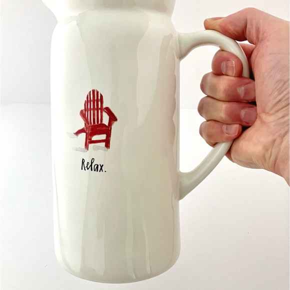 RELAX Red Adirondack chair Ivory pottery pitcher Rae Dunn By Magenta - Picture 3 of 13